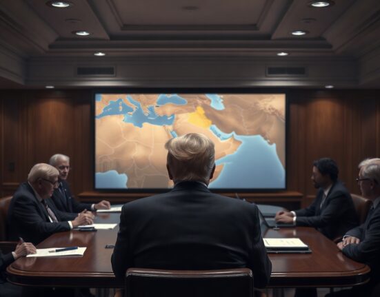 President Trump in a White House Situation Room meeting discussing Iran strategy