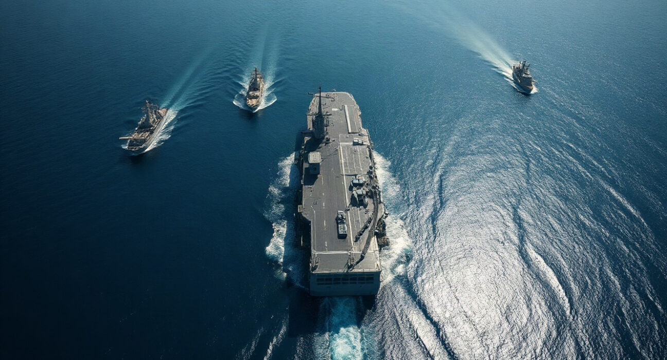 US Navy aircraft carrier patrolling the Strait of Hormuz amid tensions with Iran