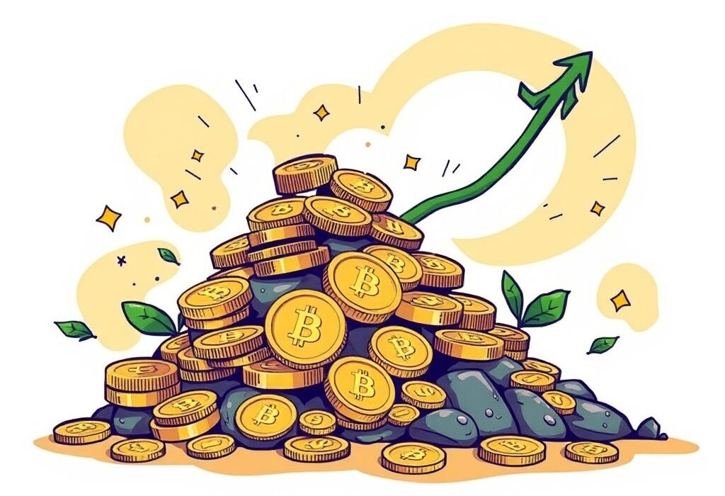 A cartoon illustration showing the significant growth of Trump family crypto wealth through digital investments, symbolizing a major financial gain.