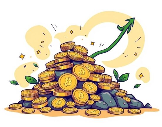 A cartoon illustration showing the significant growth of Trump family crypto wealth through digital investments, symbolizing a major financial gain.