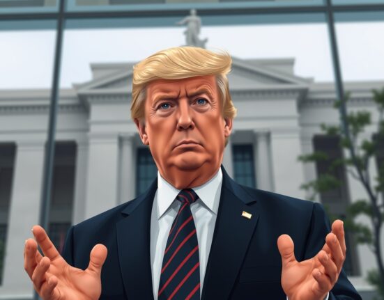 President Donald Trump discussing Federal Reserve interest rate policy with serious concern.