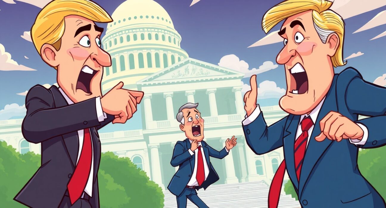 Political drama as President Trump moves to fire Federal Reserve Chair in animated illustration