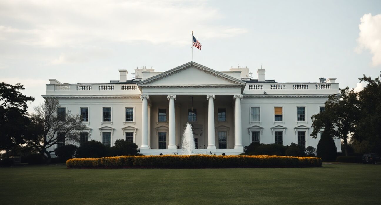 White House building on a clear morning, representing US diplomatic efforts on Iran nuclear deal.