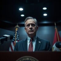 US official at podium during a security briefing on Iran tensions