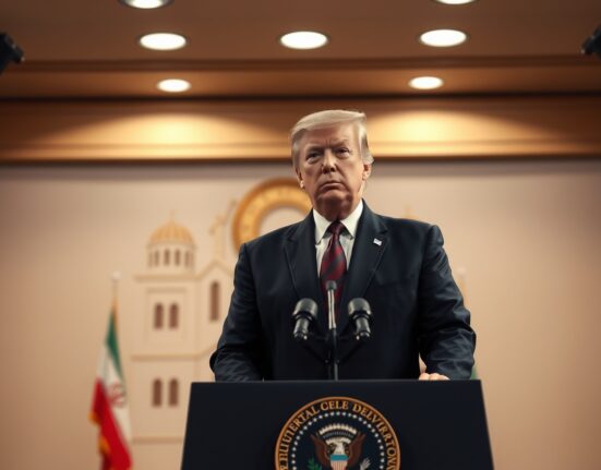 President Trump addressing allegations of Iran ceasefire violations during a press briefing.