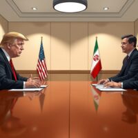 Donald Trump and Iranian diplomats in tense nuclear deal negotiations in 2025