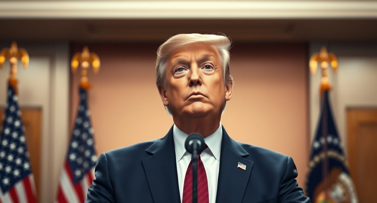 Donald Trump delivering statement about Iran deal requiring unconditional surrender