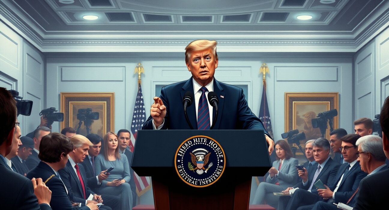 President Trump making military threat against Iran during White House press conference