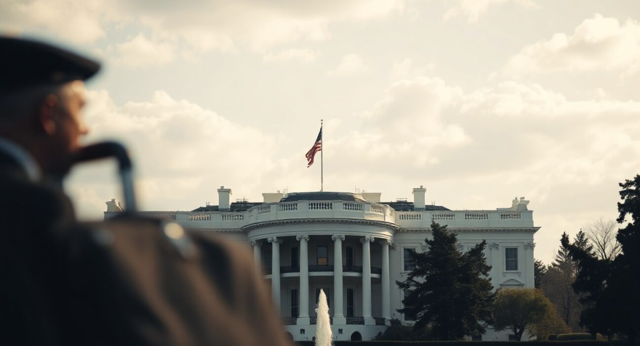 White House under cloudy sky, symbolizing US-Iran diplomatic tensions