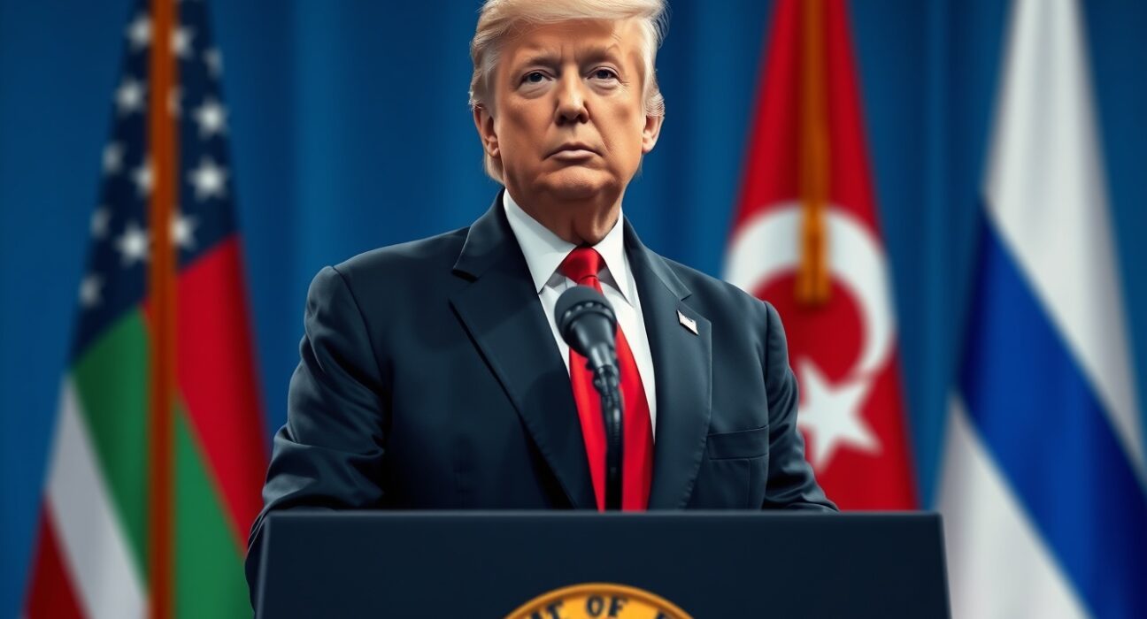 Donald Trump making claims about destroyed Iranian nuclear facilities during a press conference