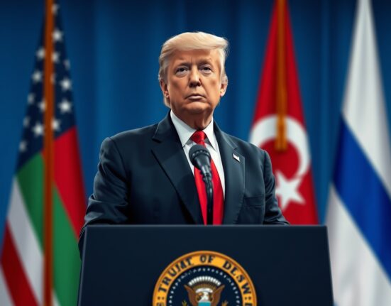 Donald Trump making claims about destroyed Iranian nuclear facilities during a press conference