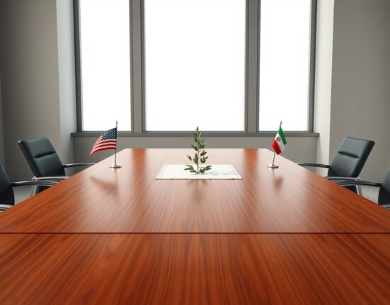 Symbolic representation of anticipated US-Iran peace talks with American and Iranian flags.