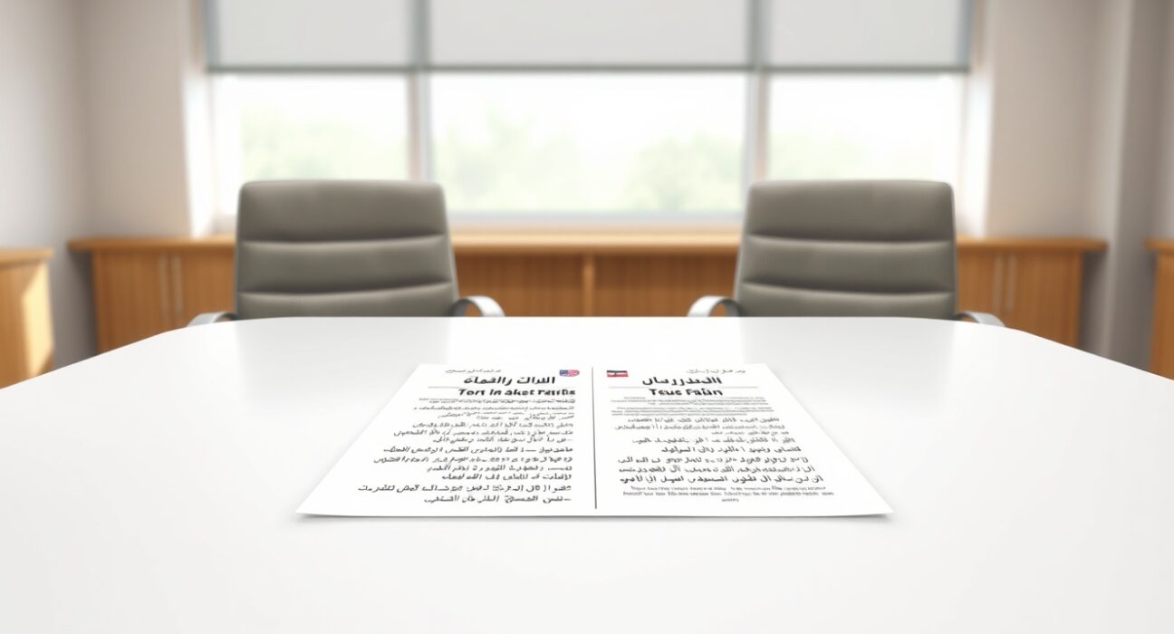 Symbolic representation of the Iran 10-point diplomatic plan on a negotiation table.