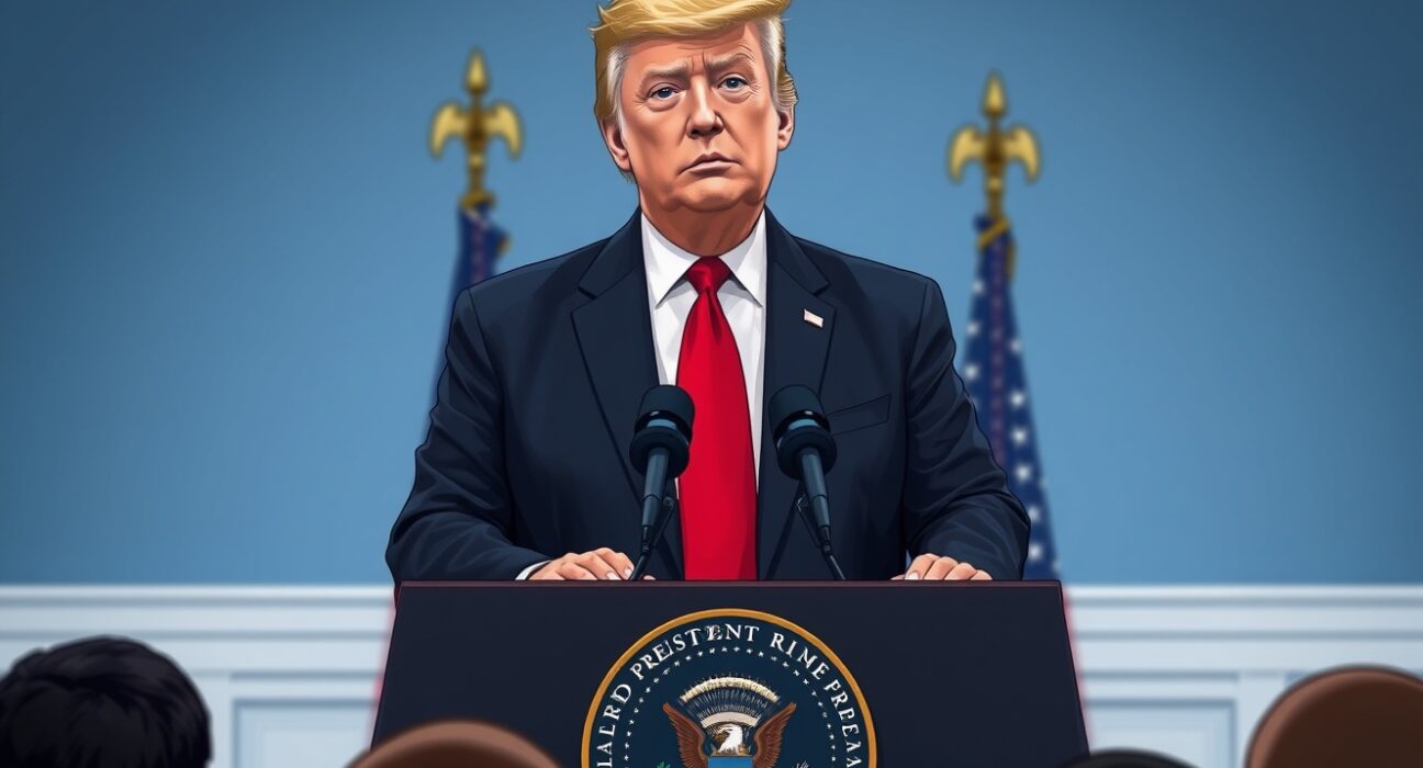 President Trump delivers a statement on Iran and U.S. military readiness at the White House.