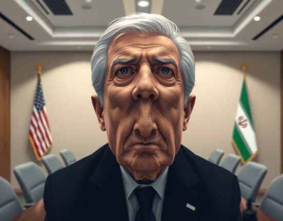 Symbolic representation of US-Iran diplomatic negotiations amid military tensions