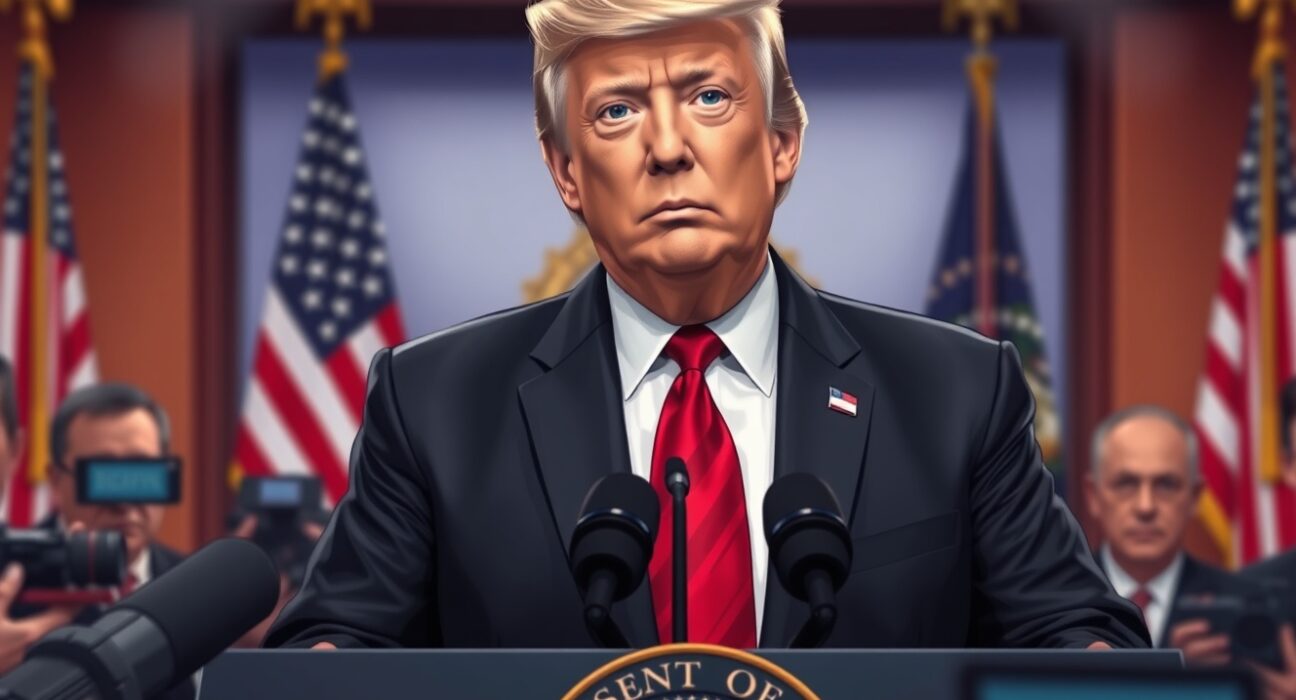 President Trump announces the elimination of targets in Iran during a formal security briefing.