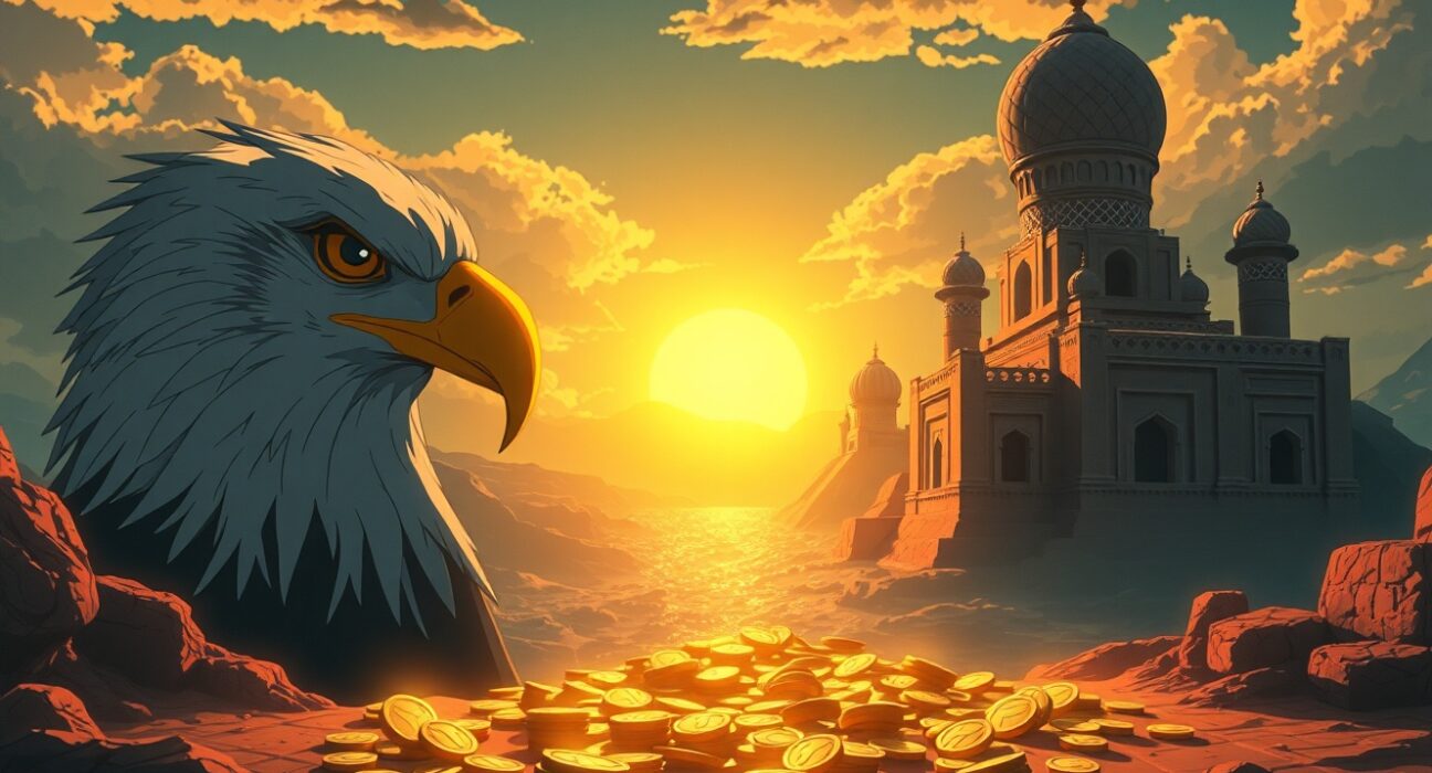 Symbolic representation of Trump's 25% Iran tariff creating economic barriers between nations