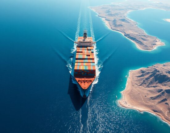 Strategic Strait of Hormuz waterway during the Trump Iran ultimatum crisis.