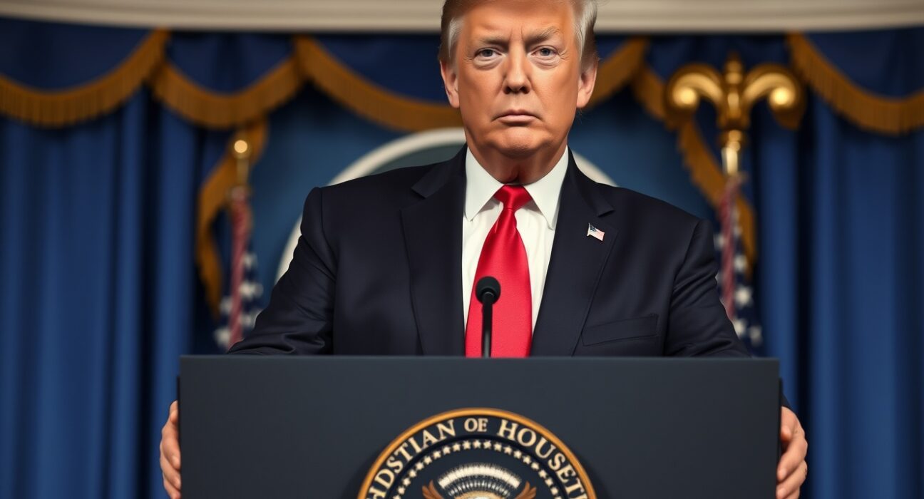 President Donald Trump delivers crucial address on Iran conflict strategy from White House podium