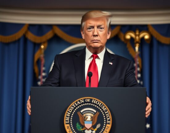 President Donald Trump delivers crucial address on Iran conflict strategy from White House podium