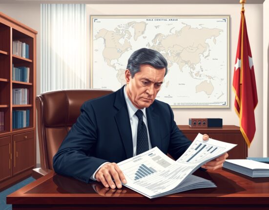 Government official reviewing Trump administration's Iran war budget documents showing significant cuts