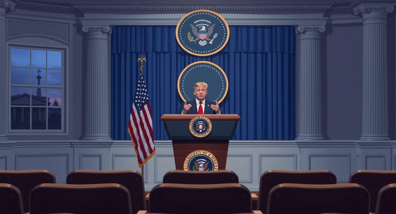 President Trump announces Iran war resolution at White House podium with evening speech setting