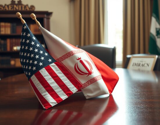 Symbolic image of American and Iranian flags representing Trump's declaration that the conflict is over.