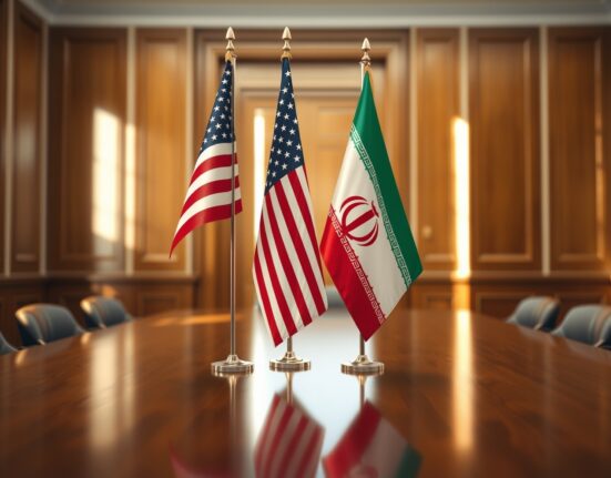 Symbolic representation of US-Iran diplomatic relations following Trump's war statement