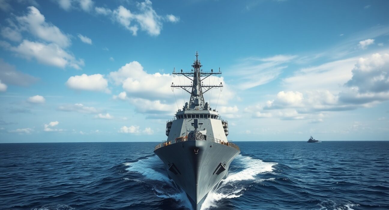 U.S. Navy destroyer on patrol following Trump's claim about the Iranian navy.