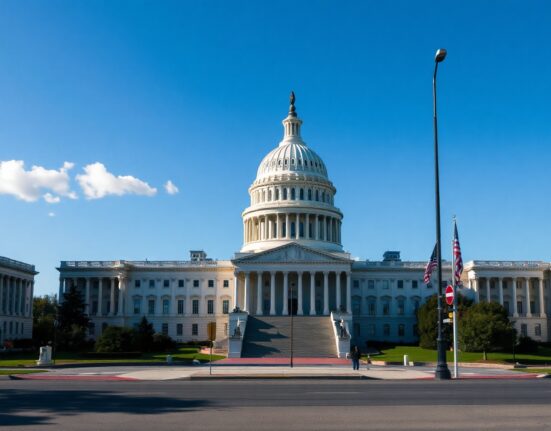 U.S. Capitol building in Washington, D.C., under a clear sky, symbolizing federal budget decisions.