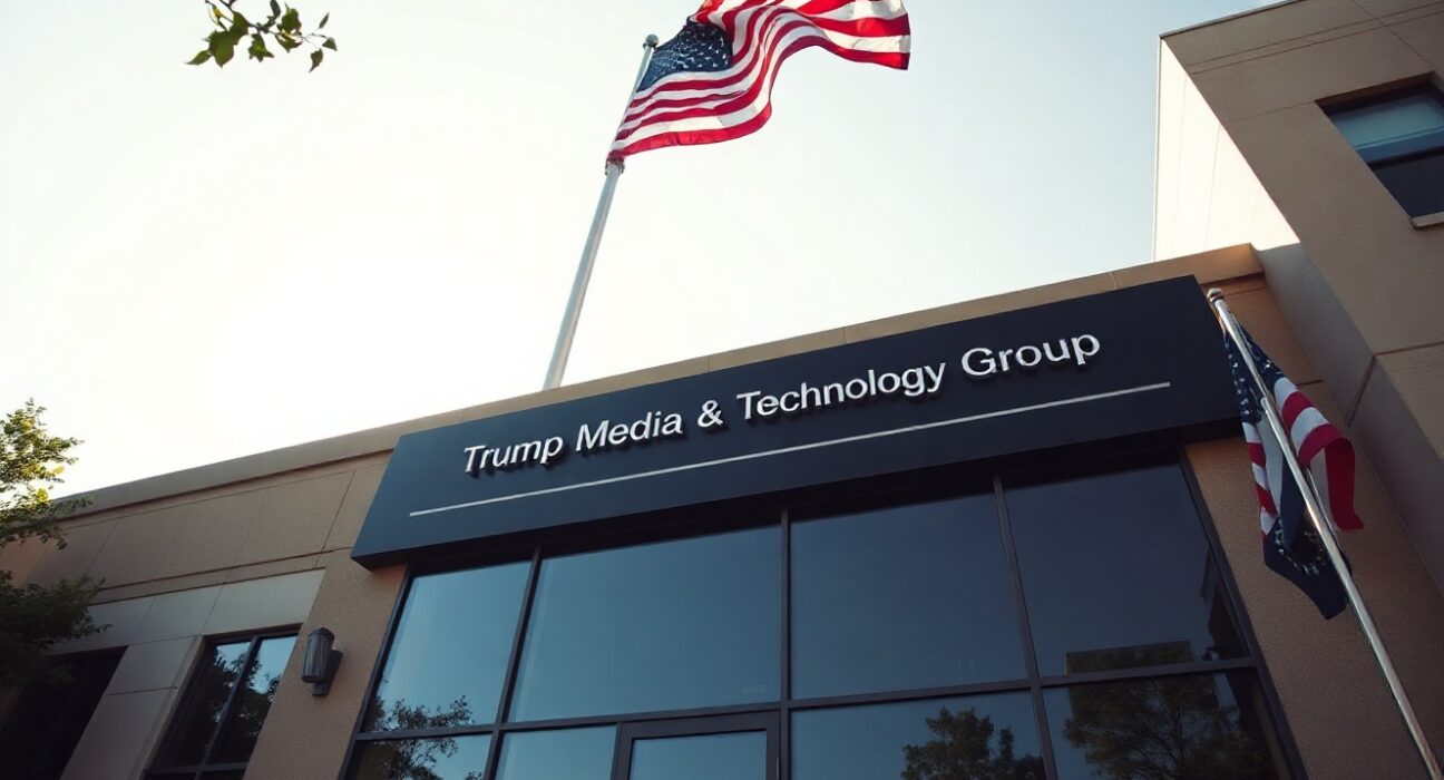 Trump Media headquarters building exterior on a clear day
