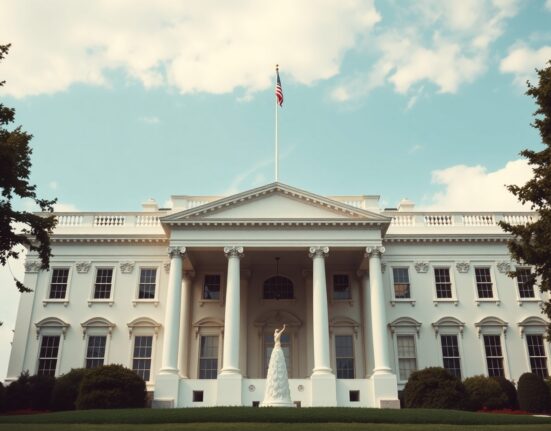 White House building in Washington, D.C., on a clear day, symbolizing US presidential trade policy action.