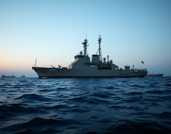 Decommissioned minelaying vessel in Strait of Hormuz following Trump's military action against Iran threats