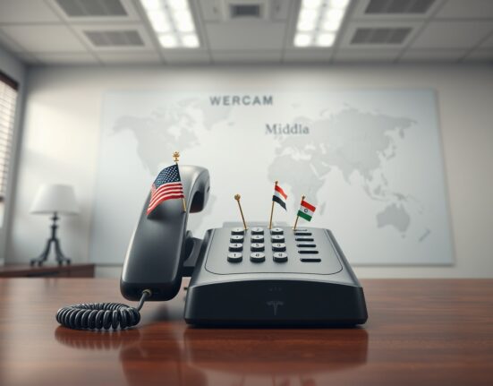 Symbolic representation of Trump, Modi, and Musk discussing Iran war crisis in diplomatic call