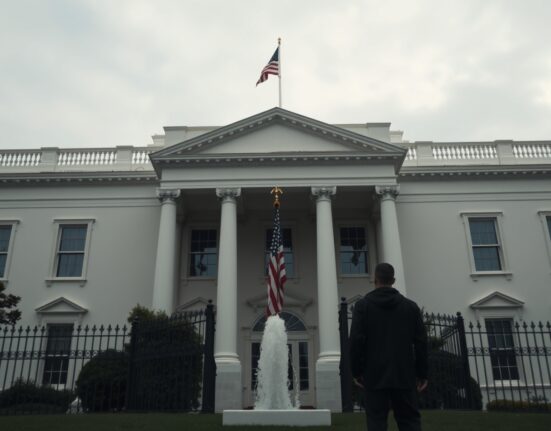 White House West Wing under overcast sky, symbolizing cautious US diplomacy on Iran