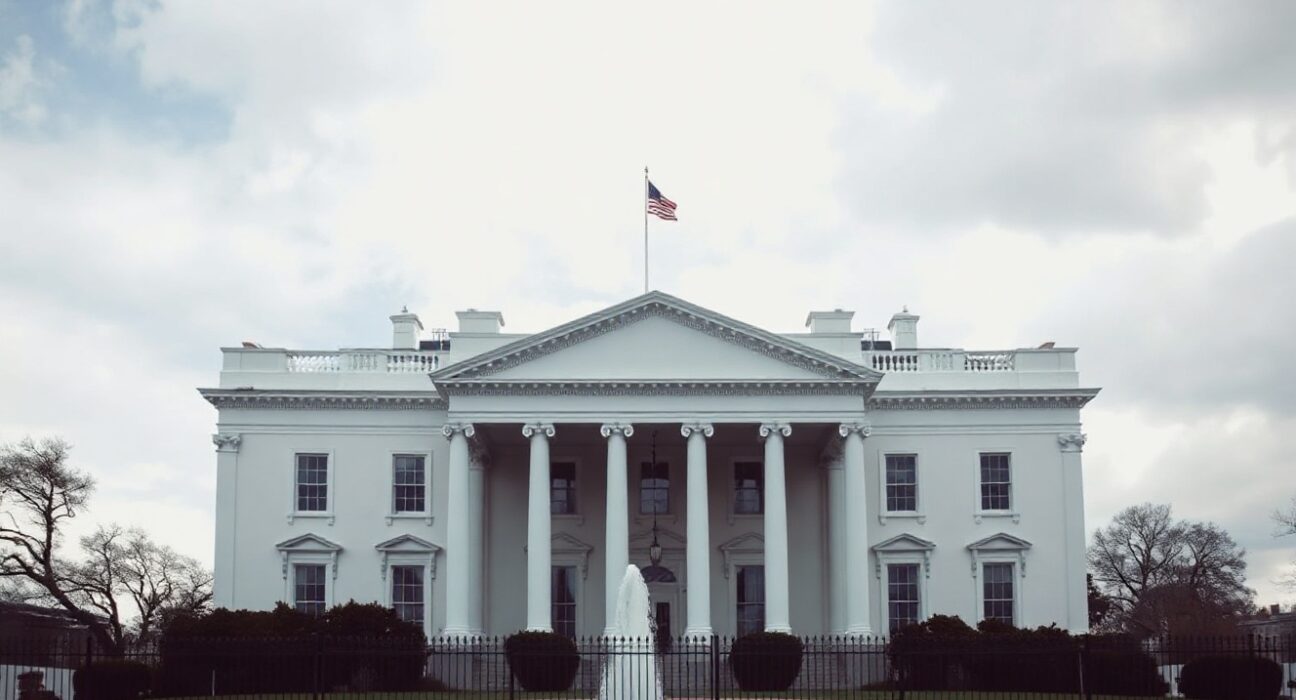 White House exterior on a cloudy day, representing Trump administration policy on ground troops