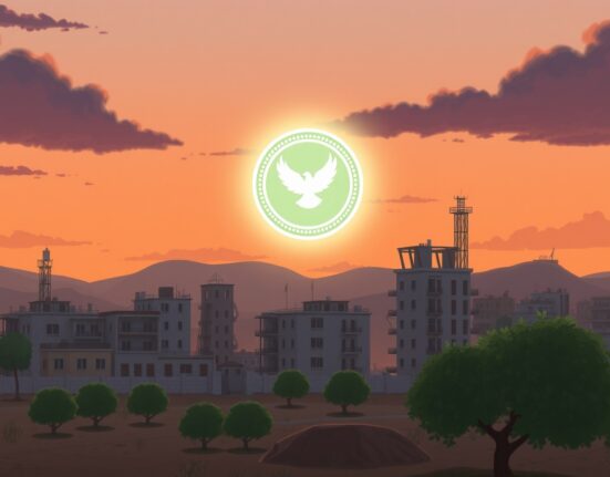 Conceptual image of a stablecoin aiding Gaza's economic reconstruction and recovery efforts.