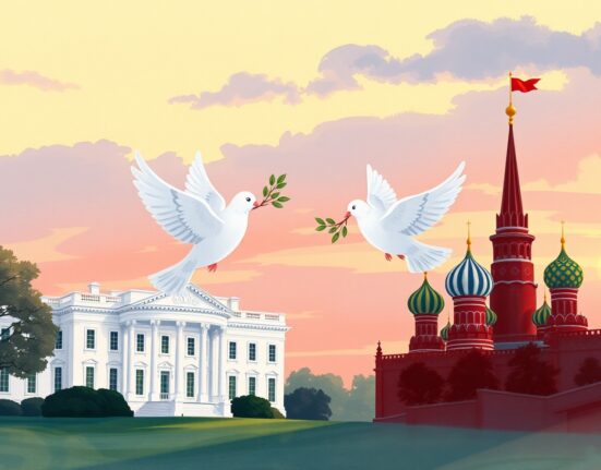 Symbolic representation of the Trump Putin Peace Board initiative for US-Russia conflict resolution.