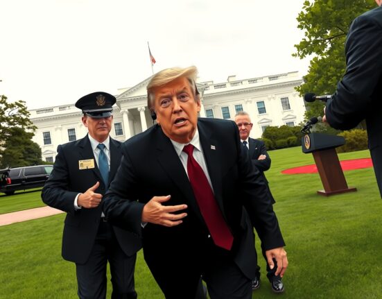 President Donald Trump rushed off stage by Secret Service after shots fired during a White House event, highlighting a major security breach.