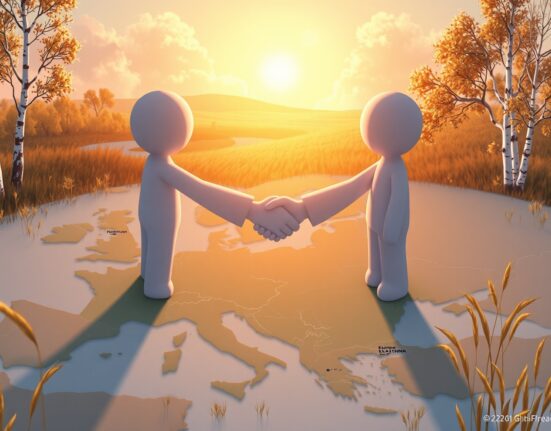 Symbolic representation of diplomatic progress in Trump Russia Ukraine agreement negotiations