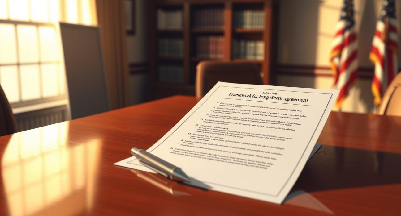 Document representing Trump's solid framework for a long-term diplomatic deal.