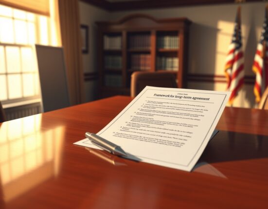 Document representing Trump's solid framework for a long-term diplomatic deal.