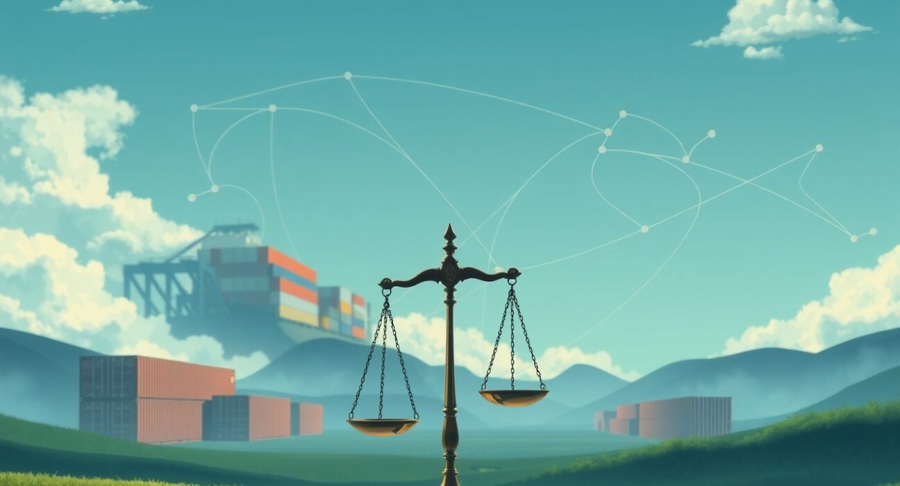 Symbolic representation of Trump tariff refunds entering a complex legal litigation process.