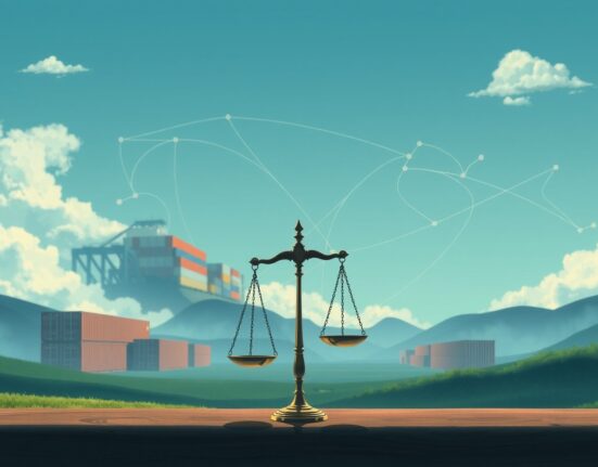 Symbolic representation of Trump tariff refunds entering a complex legal litigation process.