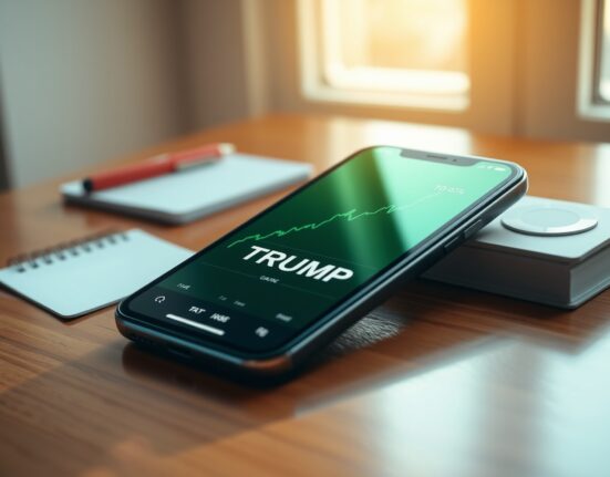 Smartphone displaying the surging TRUMP token price chart and whale wallet data analysis.