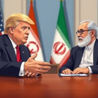 Donald Trump discussing diplomacy with Iranian officials regarding US-Iran relations and nuclear negotiations.