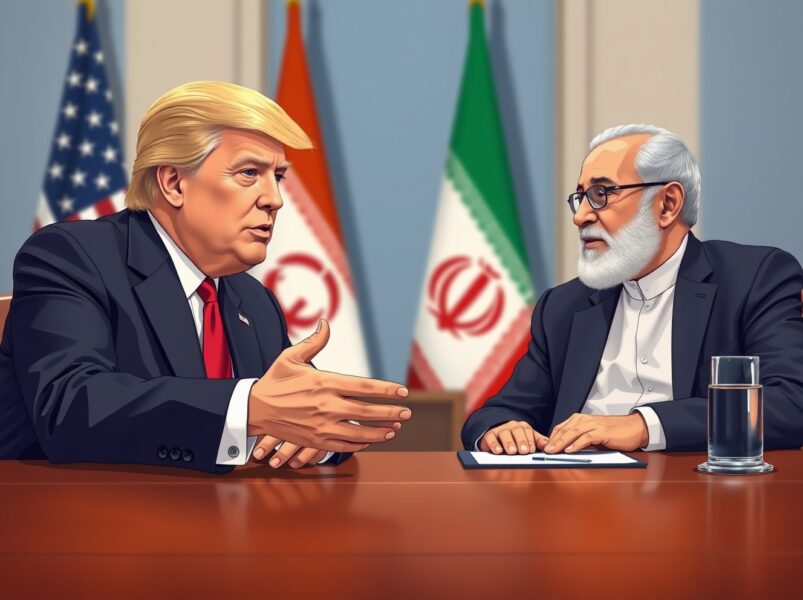 Donald Trump discussing diplomacy with Iranian officials regarding US-Iran relations and nuclear negotiations.