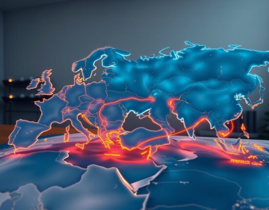 Global map showing critical oil transit routes Trump says UK and France must secure for energy independence.