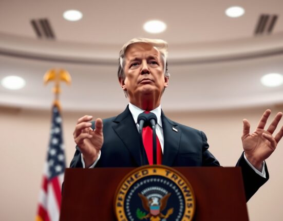 Former President Donald Trump making a serious policy announcement about conflict resolution timelines.