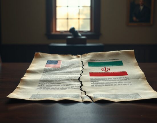 Symbolic representation of strained US-Iran diplomatic relations and Trump's urgent warning.